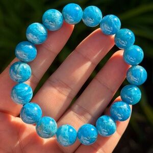 11.5mm stretchable blue apatite bracelet 0393